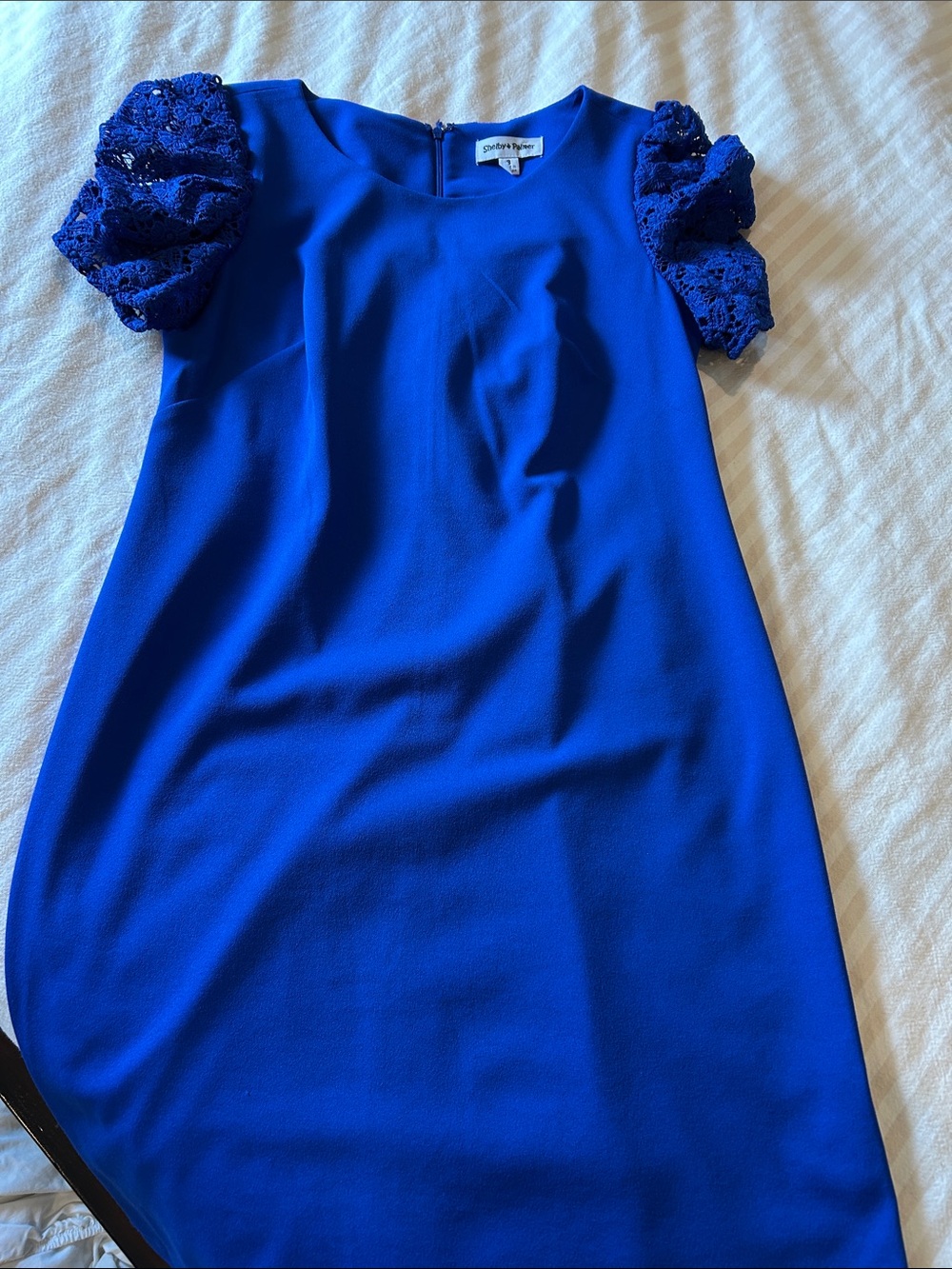 Shelby & Palmer Royal Blue Lace Puff-Sleeve Dress